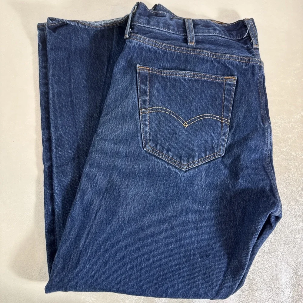 Levis 501 Jeans Men 38X31 Blue Button Fly Classic Straight Waterless.